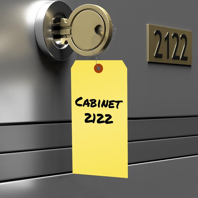 SmartSign Blank Yellow Tag with Wire | 6 1/4" x 3 1/8" Size 8 Tear Proof Polypropylene, Pack of 25 - Image 4